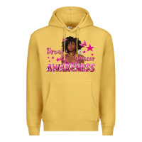 Antique Gold Breast Cancer Awareness with Afro Woman Premium Hoodie - texasbilliewilder