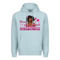 Blue Mist Breast Cancer Awareness with Afro Woman Premium Hoodie - texasbilliewilder