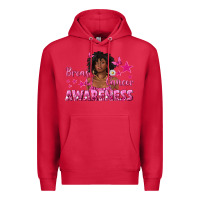 Cardinal Breast Cancer Awareness with Afro Woman Premium Hoodie - texasbilliewilder