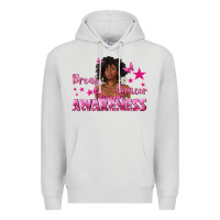 Dove Grey Breast Cancer Awareness with Afro Woman Premium Hoodie - texasbilliewilder