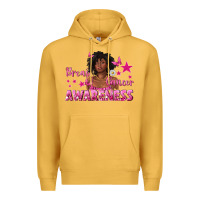 Mustard Breast Cancer Awareness with Afro Woman Premium Hoodie - texasbilliewilder