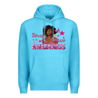 Ocean Blue Breast Cancer Awareness with Afro Woman Premium Hoodie - texasbilliewilder