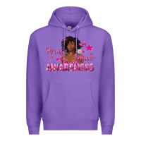 Purple Breast Cancer Awareness with Afro Woman Premium Hoodie - texasbilliewilder