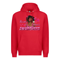 Red Breast Cancer Awareness with Afro Woman Premium Hoodie - texasbilliewilder
