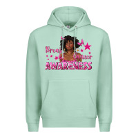 Seafoam Breast Cancer Awareness with Afro Woman Premium Hoodie - texasbilliewilder