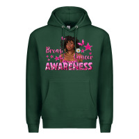 Sports Green Breast Cancer Awareness with Afro Woman Premium Hoodie - texasbilliewilder