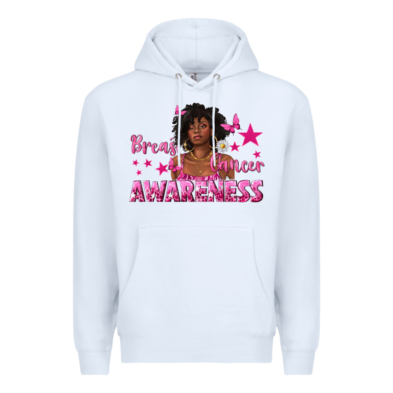 Breast Cancer Awareness With Afro Woman Premium Hoodie by texasbilliewilder | Teevron
