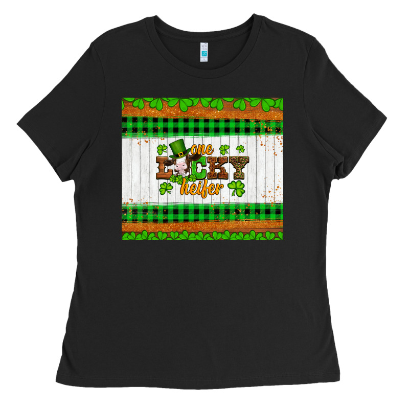 St Patricks One Lucky Heifer Ladies Tee by Artiststas | Teevron