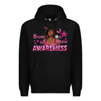 Black Breast Cancer Awareness with Afro Woman Premium Hoodie - texasbilliewilder