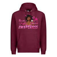 Burgundy Breast Cancer Awareness with Afro Woman Premium Hoodie - texasbilliewilder