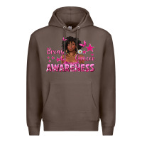 Coffee Breast Cancer Awareness with Afro Woman Premium Hoodie - texasbilliewilder