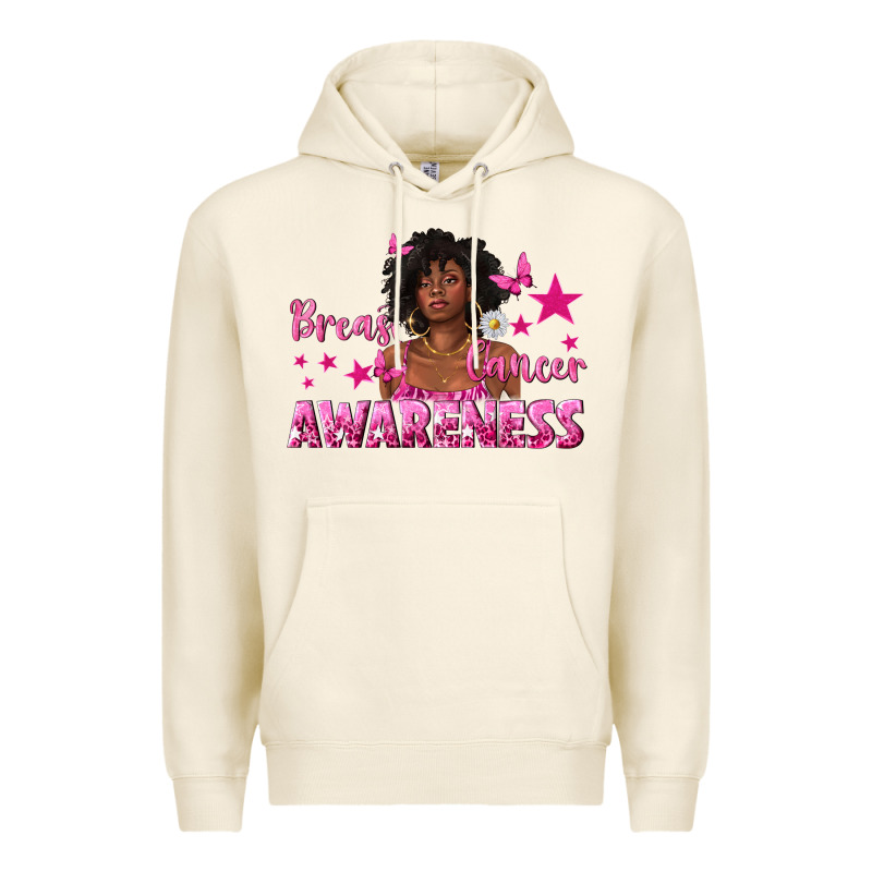 Breast Cancer Awareness With Afro Woman Premium Hoodie by texasbilliewilder | Teevron