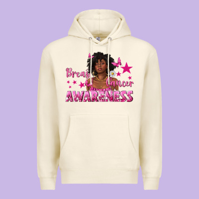 Breast Cancer Awareness With Afro Woman Premium Hoodie Designed By Texasbilliewilder