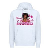 White Breast Cancer Awareness with Afro Woman Premium Hoodie - texasbilliewilder