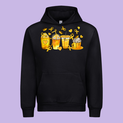 Childhood Cancer Coffee Cups Urban Hoodie Designed By Texasbilliewilder