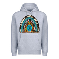 Heather Grey rainbow sunflower gemstone Premium Hoodie - RanaPortraitStore