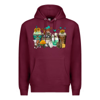 Burgundy cows coffee cups Premium Hoodie - Zillion Design Studio