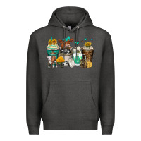 Charcoal Heather cows coffee cups Premium Hoodie - Zillion Design Studio
