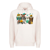 Pale Pink cows coffee cups Premium Hoodie - Zillion Design Studio