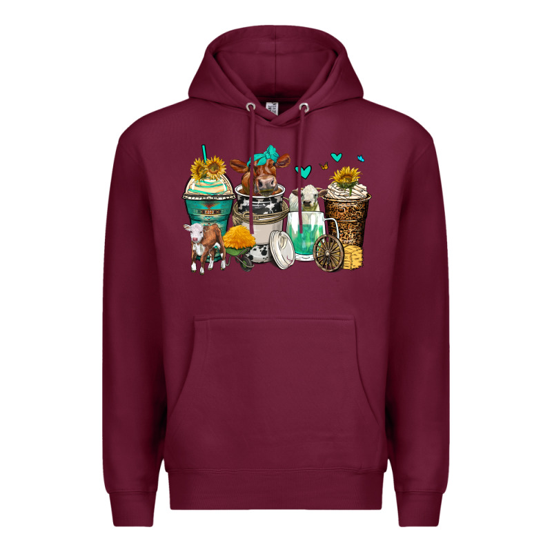 Cows Coffee Cups Premium Hoodie by Zillion Design Studio | Teevron