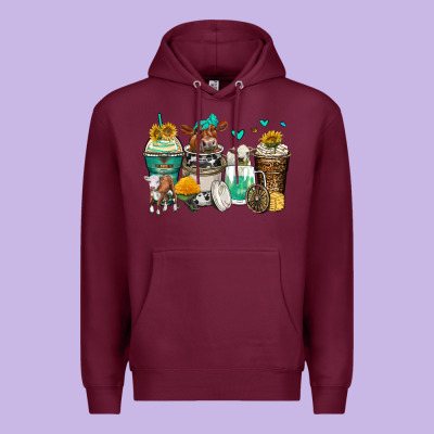 Cows Coffee Cups Premium Hoodie Designed By Zillion Design Studio