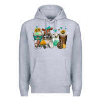 Heather Grey cows coffee cups Premium Hoodie - Zillion Design Studio