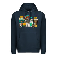 Navy cows coffee cups Premium Hoodie - Zillion Design Studio