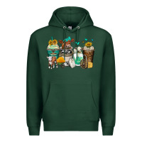 Sports Green cows coffee cups Premium Hoodie - Zillion Design Studio