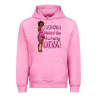 Fuchsia Pink Cancer Picked The Wrong Diva with Black Woman Urban Hoodie - texasbilliewilder