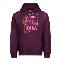 Mauve Wine Cancer Picked The Wrong Diva with Black Woman Urban Hoodie - texasbilliewilder