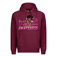 Burgundy Breast Cancer Awareness with Afro Woman Premium Hoodie - texasbilliewilder