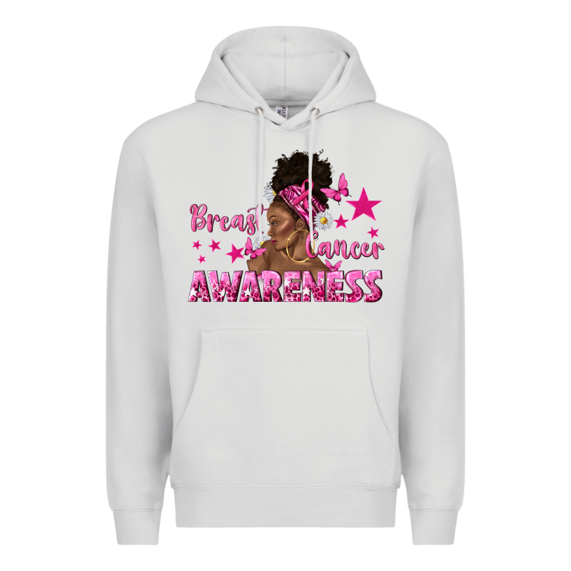 Breast Cancer Awareness With Afro Woman Premium Hoodie by texasbilliewilder | Teevron