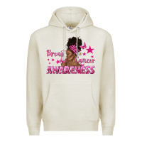 Oatmeal Heather Breast Cancer Awareness with Afro Woman Premium Hoodie - texasbilliewilder