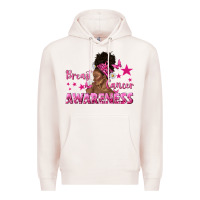 Pale Pink Breast Cancer Awareness with Afro Woman Premium Hoodie - texasbilliewilder