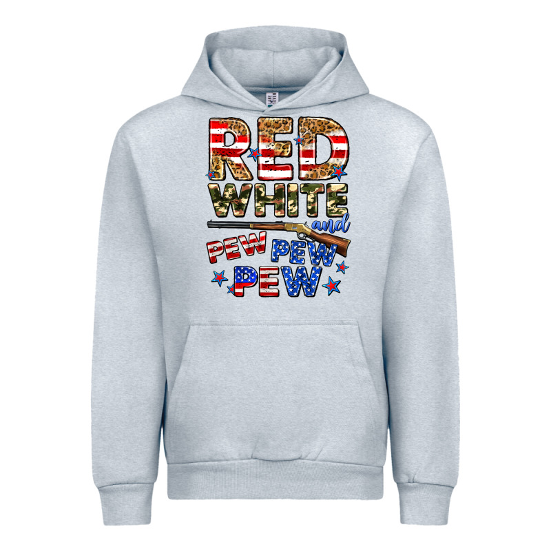 Red White And Pew Pew Pew Urban Hoodie by Zillion Design Studio | Teevron