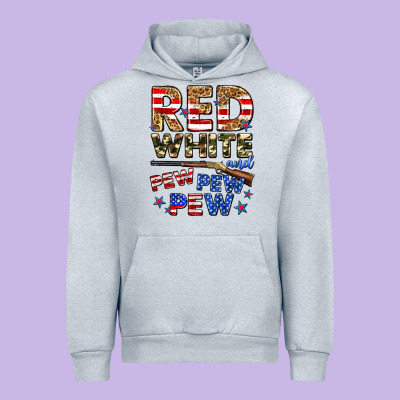 Red White And Pew Pew Pew Urban Hoodie Designed By Zillion Design Studio
