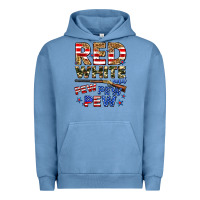 Pigment Pebble Blue red white and pew pew pew Urban Hoodie - Zillion Design Studio