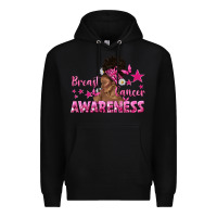 Black Breast Cancer Awareness with Afro Woman Premium Hoodie - texasbilliewilder
