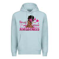 Blue Mist Breast Cancer Awareness with Afro Woman Premium Hoodie - texasbilliewilder