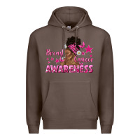 Coffee Breast Cancer Awareness with Afro Woman Premium Hoodie - texasbilliewilder