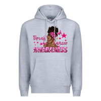 Heather Grey Breast Cancer Awareness with Afro Woman Premium Hoodie - texasbilliewilder