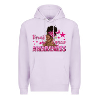 Lilac Breast Cancer Awareness with Afro Woman Premium Hoodie - texasbilliewilder