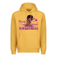Mustard Breast Cancer Awareness with Afro Woman Premium Hoodie - texasbilliewilder