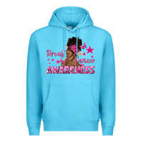 Ocean Blue Breast Cancer Awareness with Afro Woman Premium Hoodie - texasbilliewilder