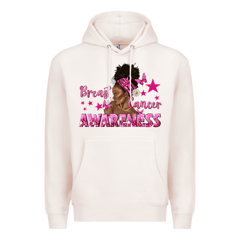 Breast Cancer Awareness With Afro Woman Premium Hoodie by texasbilliewilder | Teevron