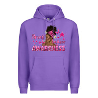 Purple Breast Cancer Awareness with Afro Woman Premium Hoodie - texasbilliewilder
