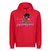 Red Breast Cancer Awareness with Afro Woman Premium Hoodie - texasbilliewilder