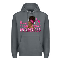 Rock Breast Cancer Awareness with Afro Woman Premium Hoodie - texasbilliewilder