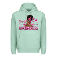 Seafoam Breast Cancer Awareness with Afro Woman Premium Hoodie - texasbilliewilder