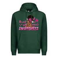 Sports Green Breast Cancer Awareness with Afro Woman Premium Hoodie - texasbilliewilder